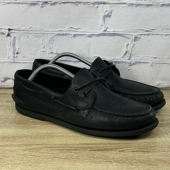 Sperry Other - Sperry Authentic Original Black Leather Boat Shoes Men's Size 11.5 Slip Loafers